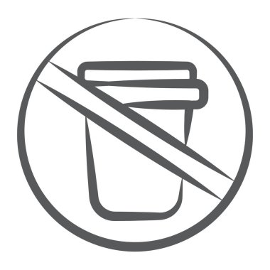 İçecek yasak, tek kullanımlık içecek ikonu var, kahve yok. 