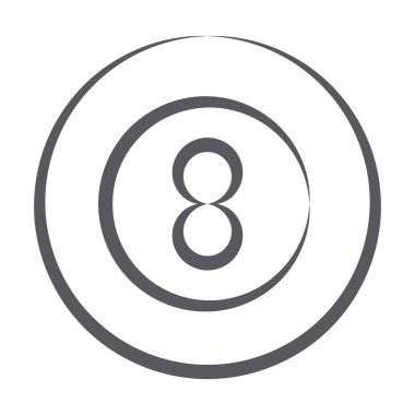 Bilardo topu simgesi biçimi, bilardo oyuncusunun el çizimi vektörü 