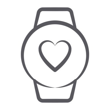 Temel Fitness saat simgesi, kalp el çizimi stilinde. 