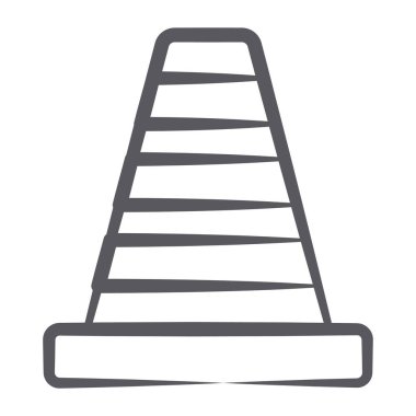 Yol güvenliği koni simgesinin çizgi vektör tasarımı.