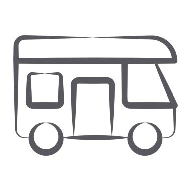 Otomatik itişli aracın simgesi, karavan vektörünün çizgi tasarımı 