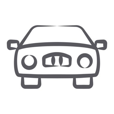 Araba simgesinin doğrusal vektör tasarımı.