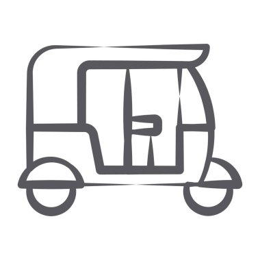Doğrusal tasarım ve taşıma vektöründe Tuk tuk simgesi 