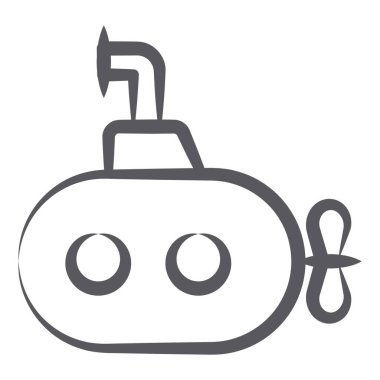 Sualtı torpido simgesi, denizaltı doğrusal vektör biçimi  