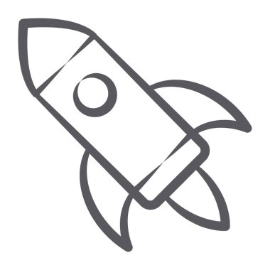 Füze, roket fırlatma simgesi satır tasarımında.