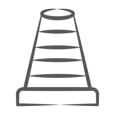 Yol güvenliği koni simgesinin çizgi vektör tasarımı.