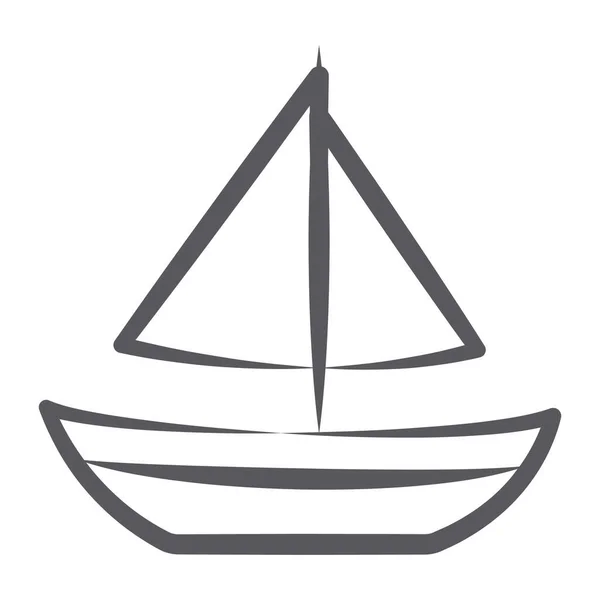 Basic Sailboat Watercraft Icon Line Design — Stock Vector