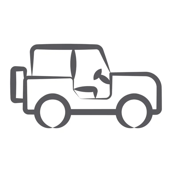 Diseño Lineal Vectorial Del Icono Del Jeep Vehículo Motor Resistente — Vector de stock