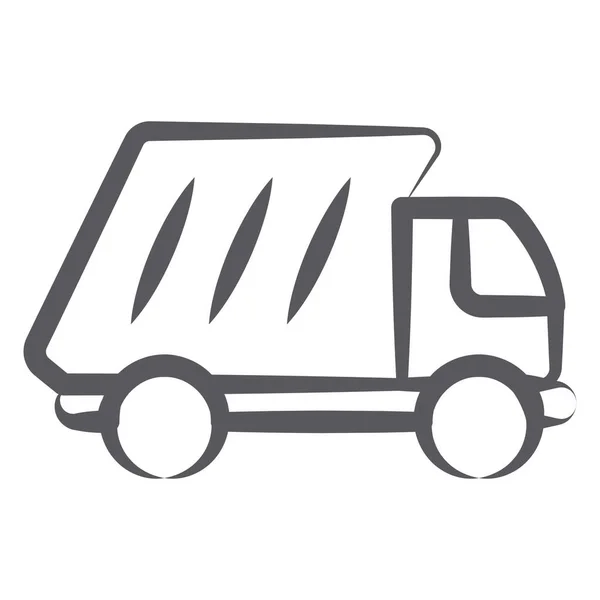 ローリーアイコンのデザイン 配送トラックラインベクトル — ストックベクタ