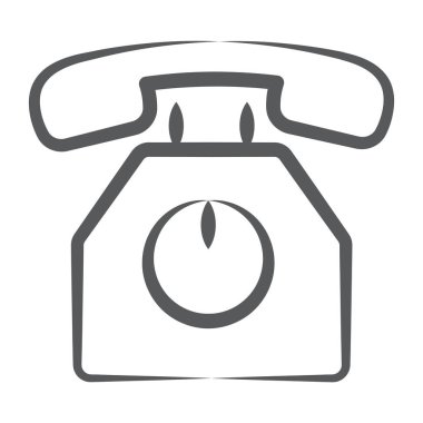 Doğrusal tasarımda ofis telefonu simgesi, sabit hat vektörü 