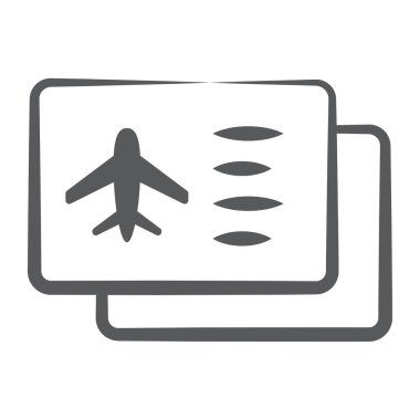 Uçak biletlerini tasvir eden üzerinde uçak resmi olan bir bilet. 