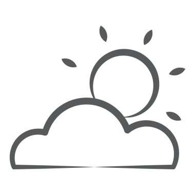 Bulutlu gün simgesinin çizgi tasarımı, kısmen bulutlu hava 