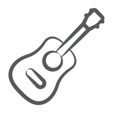 Bir gitar, satır dizaynında müzik aleti simgesi 