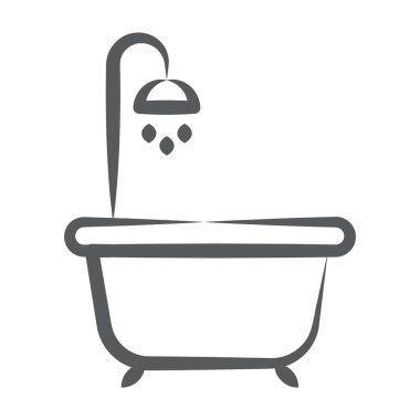 Küvet ikonunun çizgi tasarımı, düzenlenebilir vektör 