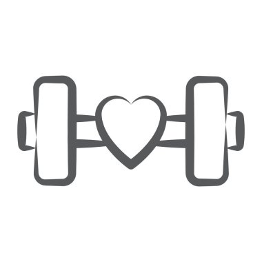 Kalp vektör stili aptal, spor salonu aşk ikonu