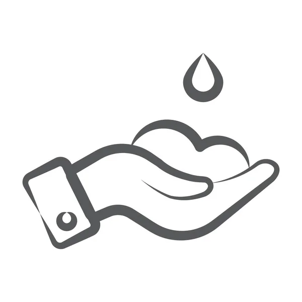 Ícone Gota Água Mão Que Descreve Salvar Água —  Vetores de Stock