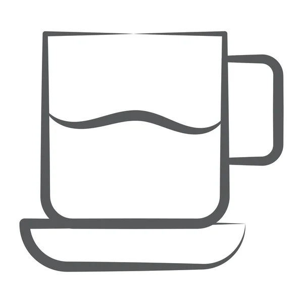 Значок Чашкой Горячего Чая Дизайн Линии Освежения — стоковый вектор