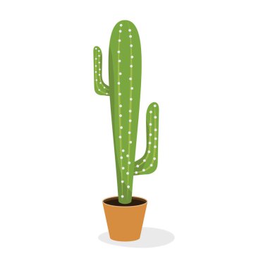 Kaktüs saksısı düz ikon, ev dekorasyonu aksesuar.  