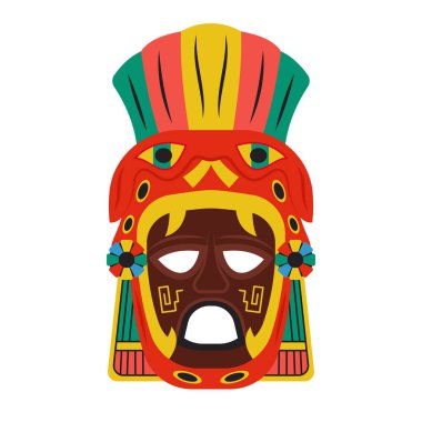 Afrika kabilesi maskesinin düz bir tasarımı, yüz maskesi 