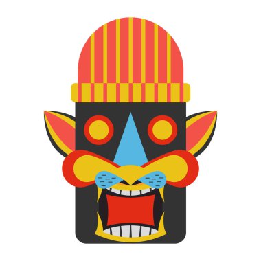 Afrika kabilesi maskesinin düz bir tasarımı, yüz maskesi 