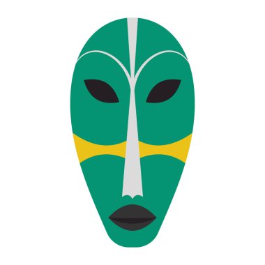 Fasulye şekilli gözlü oval şekil yüz, kwele maskeli vektör 