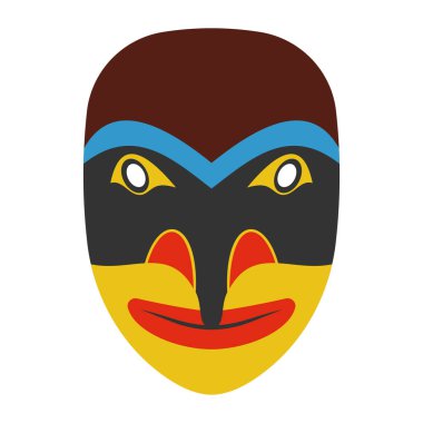 Afrika kabilesi maskesinin düz bir tasarımı, yüz maskesi 