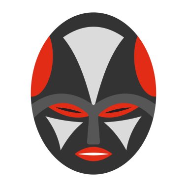 Afrika kabilesi maskesinin düz bir tasarımı, yüz maskesi 