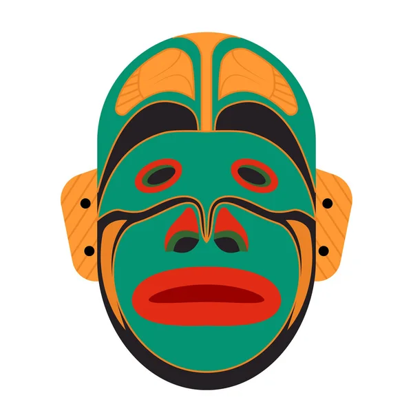 Maschera Ovale Viso Tradizionale Stile Piatto Della Maschera Dan — Vettoriale Stock