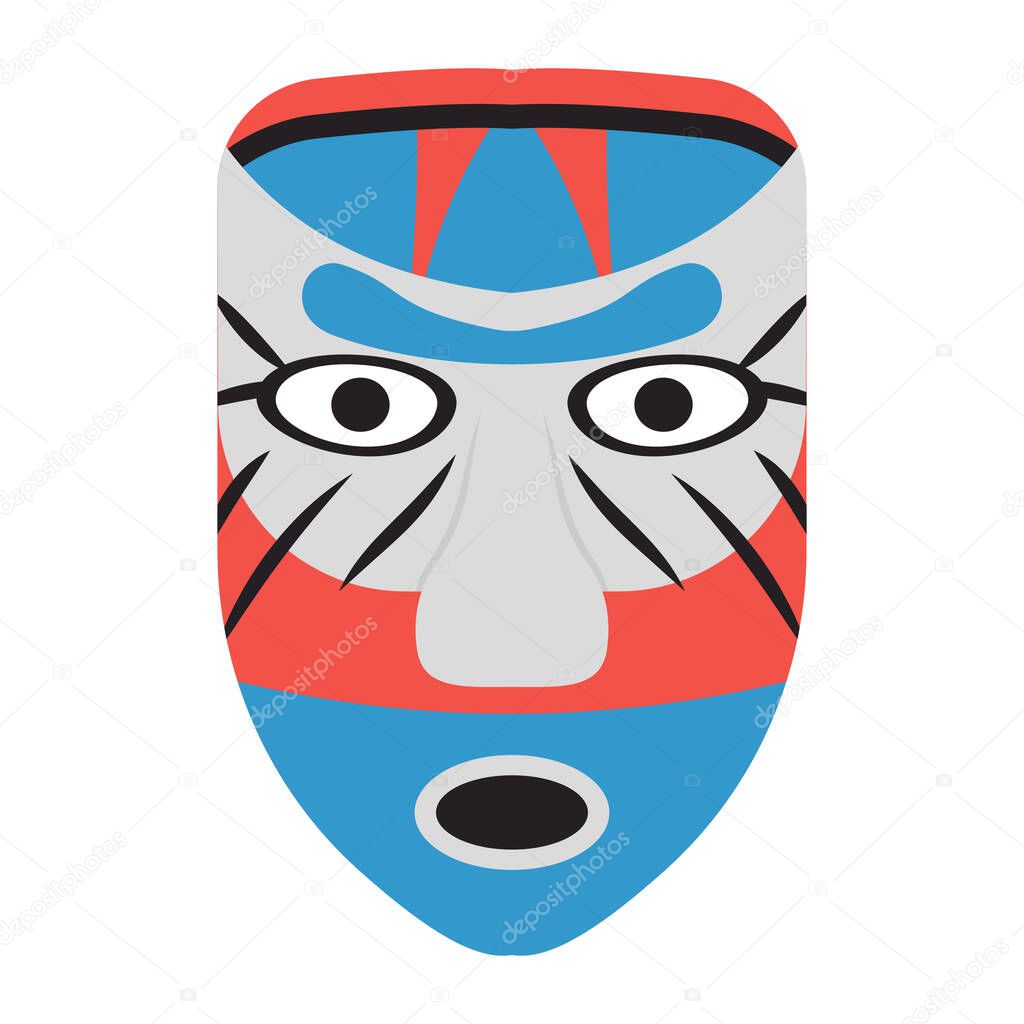 Un vector tradicional de máscara facial tribal, símbolo de