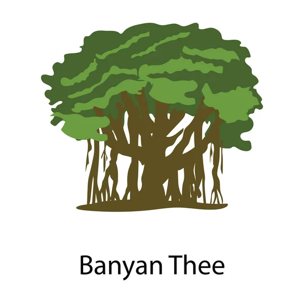 Ícone Planta Figo Stye Plano Vetor Árvore Banyan — Vetor de Stock