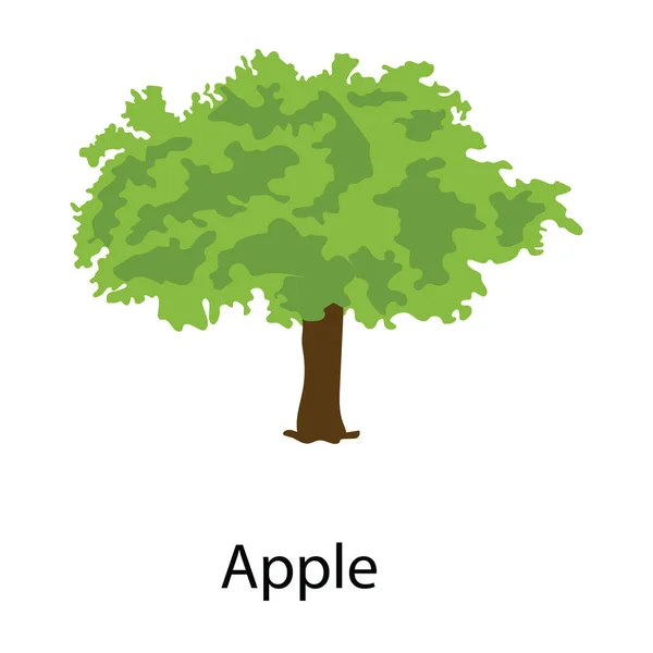 一个果树种植园图标 苹果树的扁平向量 — 图库矢量图片