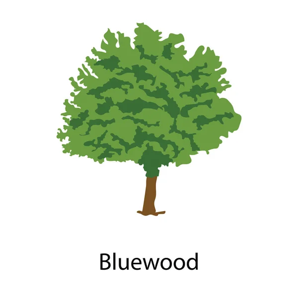 蓝木树图标 扁平风格 — 图库矢量图片