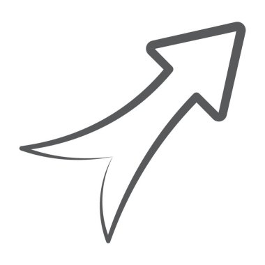 Eğri okun son moda fırça darbesi vektörü, sağ üst ok 