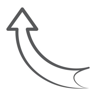 Fırça darbesi vektöründe kısa yay oku, çizgi simgesi 