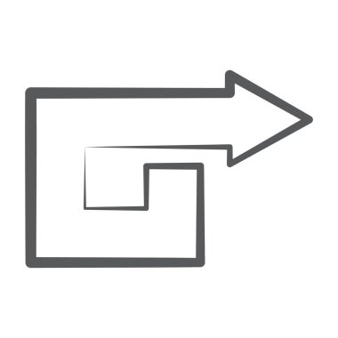 Modern düzenlenebilir vektörde sağa dönüş, yön oku simgesi 