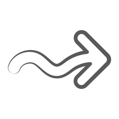 Dalgalı okun düzenlenebilir bir simgesi, yön oku