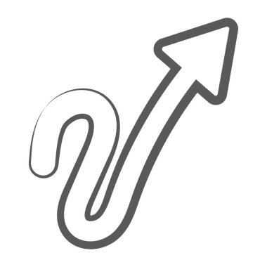 Eğri okun son moda fırça darbesi vektörü, sağ üst ok 