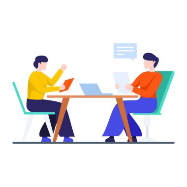 Düzenlenebilir düz biçimli iş görüşmesi illüstrasyonu 