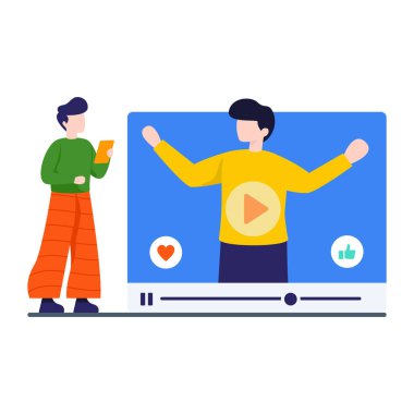 Canlı video akışı düz illüstrasyon