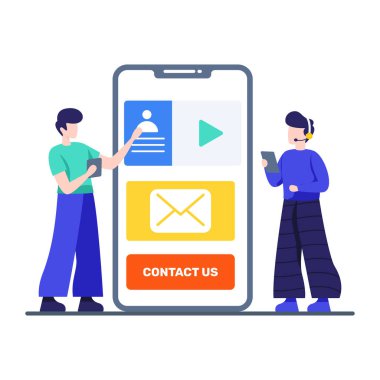 Şirket profiline sahip akıllı telefon uygulaması, bizimle bağlantı kuracak bir vektör oluşturuyor