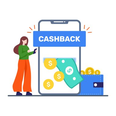 Düz illüstrasyon biçiminde nakit sırt vektörü 