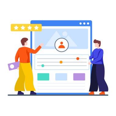 Web sitesinde kullanıcı profili olan kullanıcı arayüzünün düz çizimi