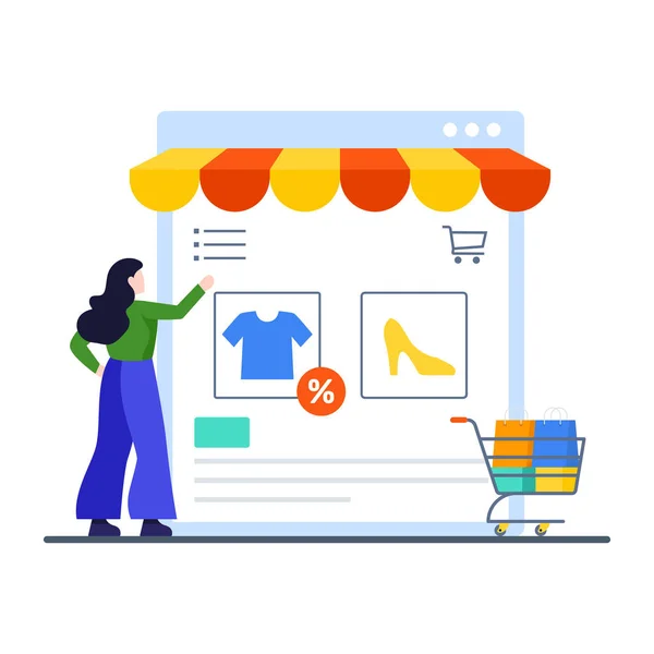 Vektor Design Eshop Shopping Webbplats Illustration Design — Stock vektor