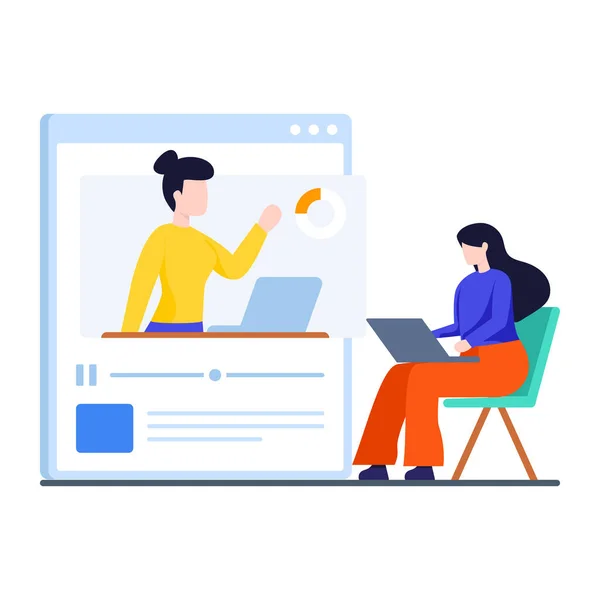 Czat Żywo Oznaczający Webinar Płaska Ilustracja — Wektor stockowy