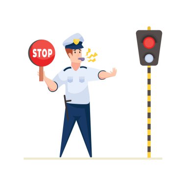 Trafik polisi ya da karayolu polisi yol kurallarını uyguluyor.