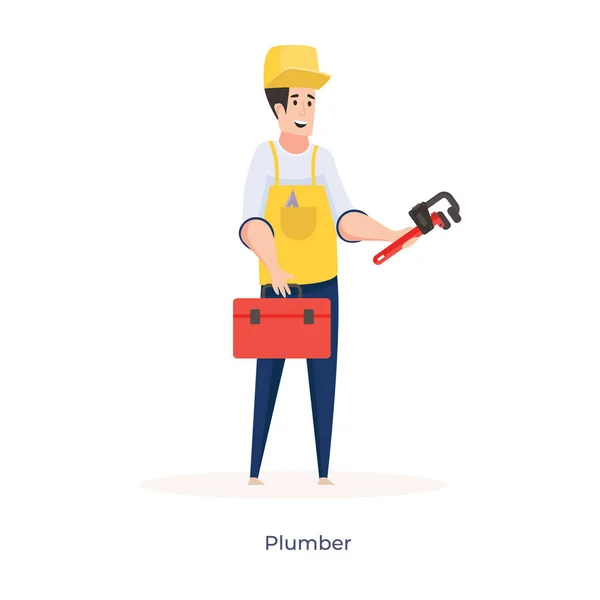 Professional Plumber Vector Flat Style Serviceman — Stock Vector