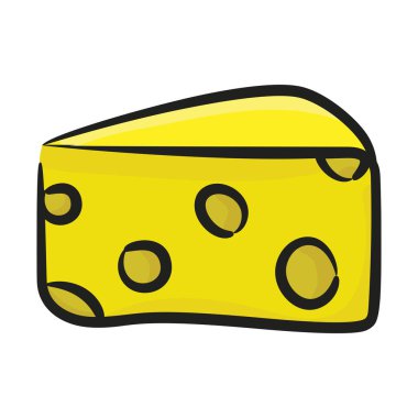 Peynir dilimi, süt ürünü elde çizilmiş vektör.