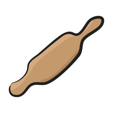 Hamur silindiri simgesi, karalama stilinde mutfak aracı vektörü.