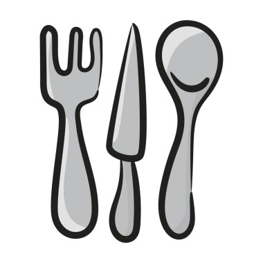 Çatal bıçak, çatal ve kaşık desenli çatal. 