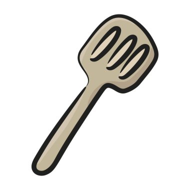 Mutfak eşyalarının el çizimi, mutfak küreği. 